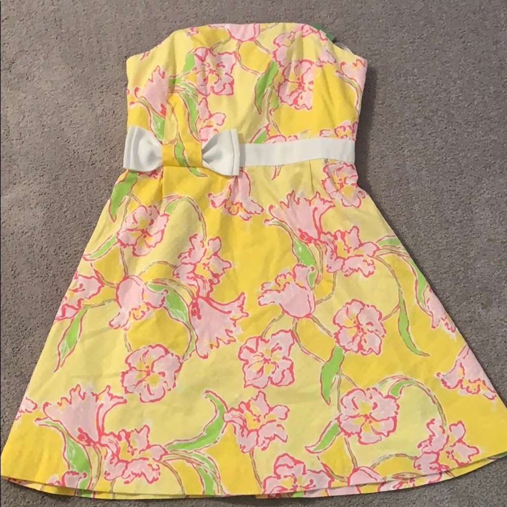 🕶️⛱️Palm Royal looks with Lilly Pulitzer “Amberly” strapless dressNWT🍓🍾